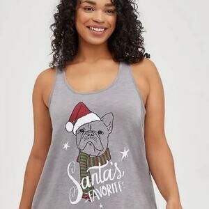 NWT Torrid Sleep Santa's Favorite French Bulldog Tanktop Size 0 - L (12)
